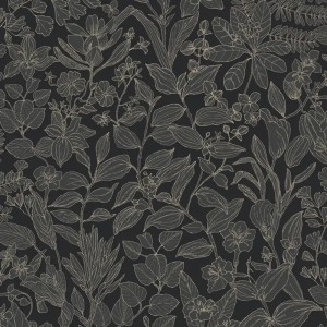 Casadeco|Papier peint fleurs sauvages blanc avec feuillage corail|Papier Peint