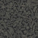 Casadeco|Metallische Blumentapete mit schwarzem und goldenem Wildlaub|Tapeten