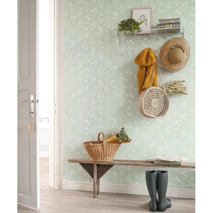 Casadeco|Florale Tapete im skandinavischen Stil in Blaugrau|Skandinavisch