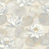 Casadeco|Papier peint style japonais avec nénuphars pétales beiges|Papier Peint