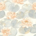 Casadeco|Papel Pintado floral con nenúfares japoneses color coral|Flores Japonesas