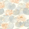 Casadeco|Papel Pintado floral con nenúfares japoneses color coral|Flores Japonesas