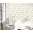 Casadeco|Oriental floral wallpaper with blue petal water lilies|Japanese Flowers