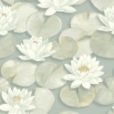 Casadeco|Oriental wallpaper with green pond water lilies|Japanese Flowers