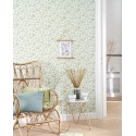 Casadeco|Romantic clematis flower wallpaper in bluish gray|Romantic