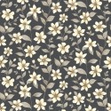 Casadeco|Blumentapete mit schwarzer Kletter-Clematis|Blumen