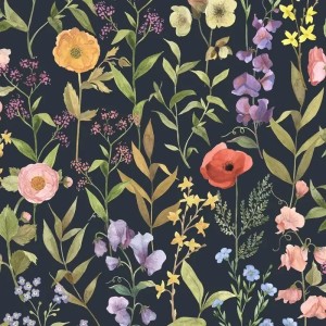 Casadeco|Papier peint floral grandes fleurs, dahlias multicolores|Floral