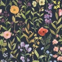 Casadeco|Papier peint style scandinave noir avec fleurs multicolores|Floral