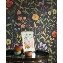 Casadeco|Papier peint style scandinave noir avec fleurs multicolores|Floral