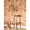 Casadeco|Floral wallpaper with large multicolored dahlias|Floral