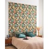 Casadeco|Floral wallpaper with pastel tones, large dahlia flowers|Floral