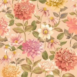 Caselio|Papel pintado flores multicolor de un jardín pintoresco|Floral