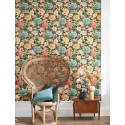 Casadeco|Floral wallpaper with black background and multicolored dahlias|Floral