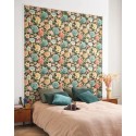 Casadeco|Floral wallpaper with black background and multicolored dahlias|Floral