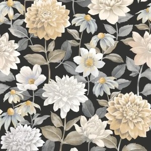 Casadeco|Mehrfarbige Blumentapete im skandinavischen Stil|Blumen