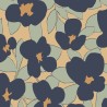 Casadeco|Retro-Blumentapete in Blau und Beige im Vintage-Stil|Retro