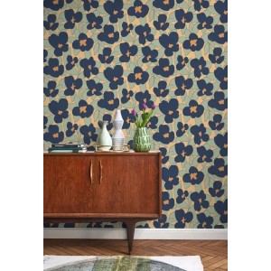 Casamance|Papier peint floral Art Nouveau vert|Rétro 2