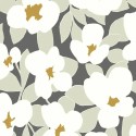 Casadeco|Papier peint fleurs blanches style vintage rétro|Papier Peint