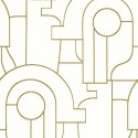 Casadeco|Art-Déco-Tapete in Weiß mit goldenen Kreisen|Art Deco