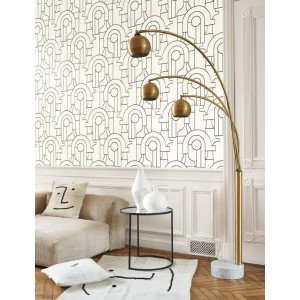 Casadeco|Geometric composition wallpaper with black circle shapes|Circles 2