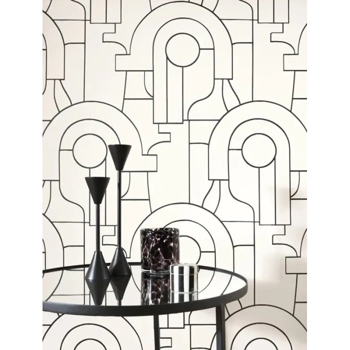 Papel Pintado estilo Art Deco blanco y negro - Casadeco Iconic 88410528