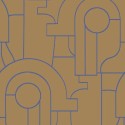 Casadeco|Geometrische Art-Déco-Tapete in Blau und Braun|Art Deco