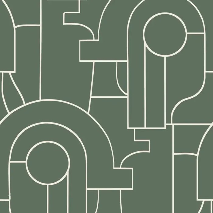 Papel Pintado Art Deco verde con formas geométricas - Casadeco Iconic 88417424