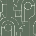 Papel Pintado Art Deco verde con formas geométricas - Casadeco Iconic 88417424