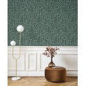Papel Pintado Art Deco verde con formas geométricas - Casadeco Iconic 88417424