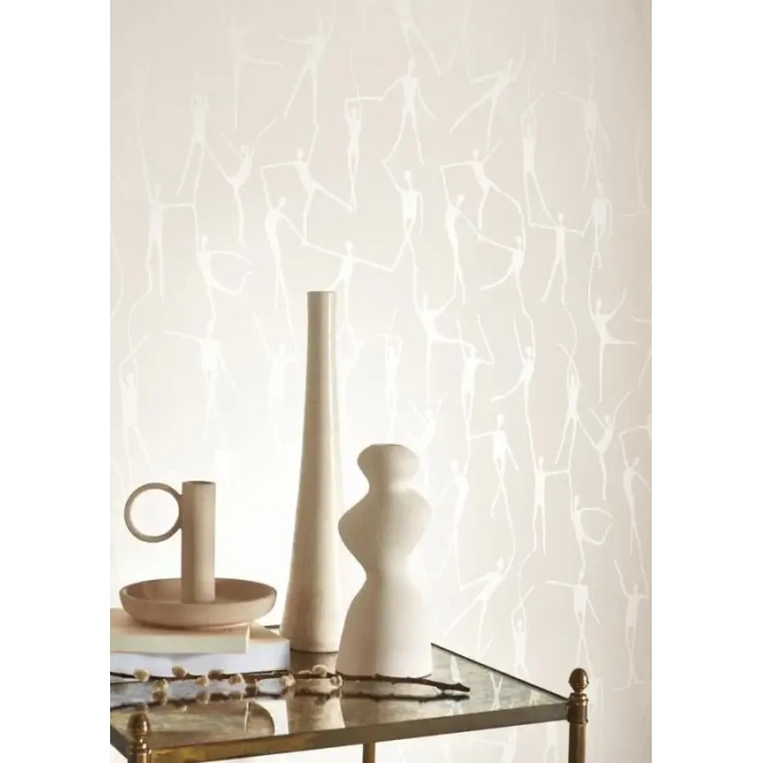 Casadeco|Figurative Tapete mit Ballett-Choreografie in Weiß|Minimalistisch