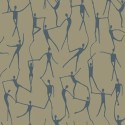 Casadeco|Figurative wallpaper with ballerina dance in khaki green|Wallpaper