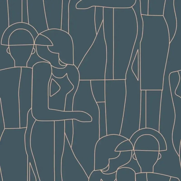 Casadeco|Papel Pintado figurativo azul petróleo ideal para tiendas de moda|Figurativo