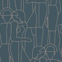 Casadeco|Figurative wallpaper in petrol blue, ideal for fashion stores|Figurative