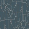 Casadeco|Figurative wallpaper in petrol blue, ideal for fashion stores|Figurative