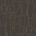 Casadeco|Contemporary style figurative wallpaper in black and copper|Contemporary