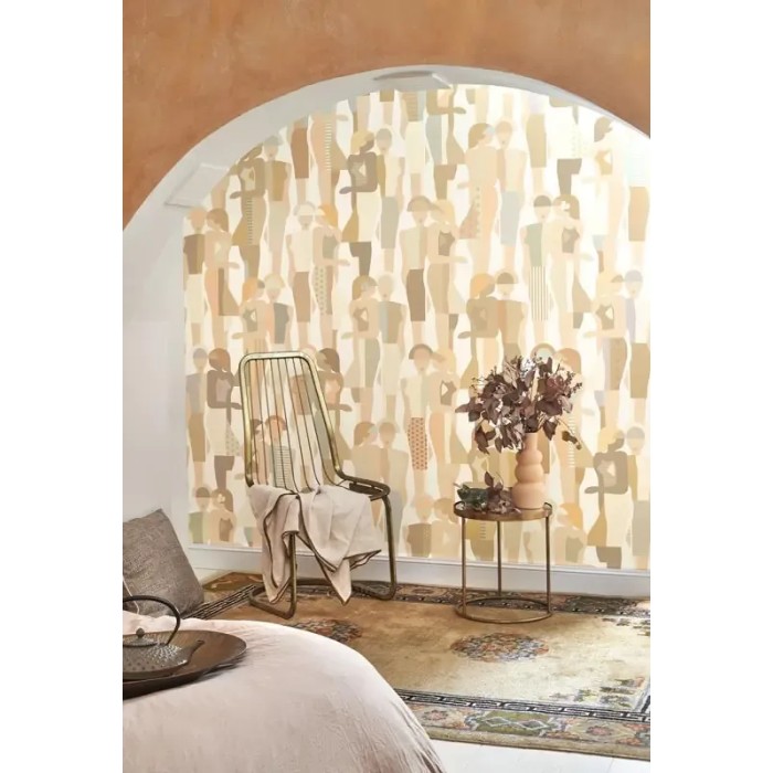 Casadeco|Figurative wallpaper with pastel tone people, vintage style|Figurative