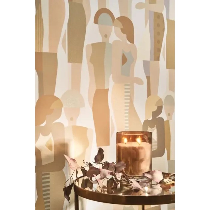 Casadeco|Papier peint figuratif avec personnes tons pastel, style vintage|Figuratif