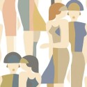 Casadeco|Figurative Tapete mit mehrfarbiger Modenschau|Figurative