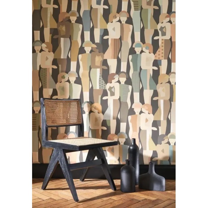 Casadeco|Vintage style figurative wallpaper with fashion show|Figurative