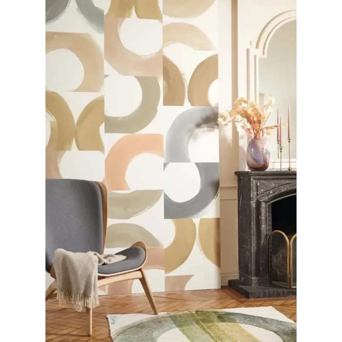 Casadeco|Papier peint artistique avec demi-cercles en aquarelle multicolores|Abstrait