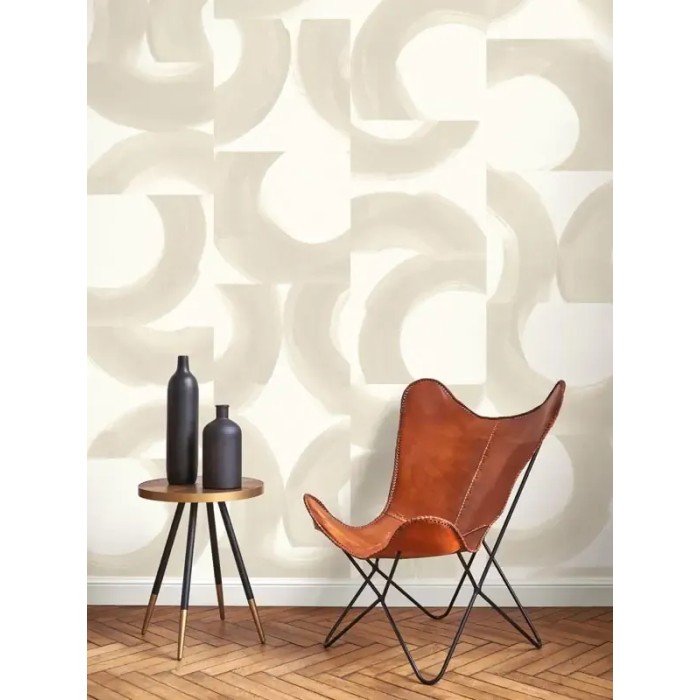 Papel Pintado estilo artístico con círculos abstractos beige - Casadeco Iconic 88451303