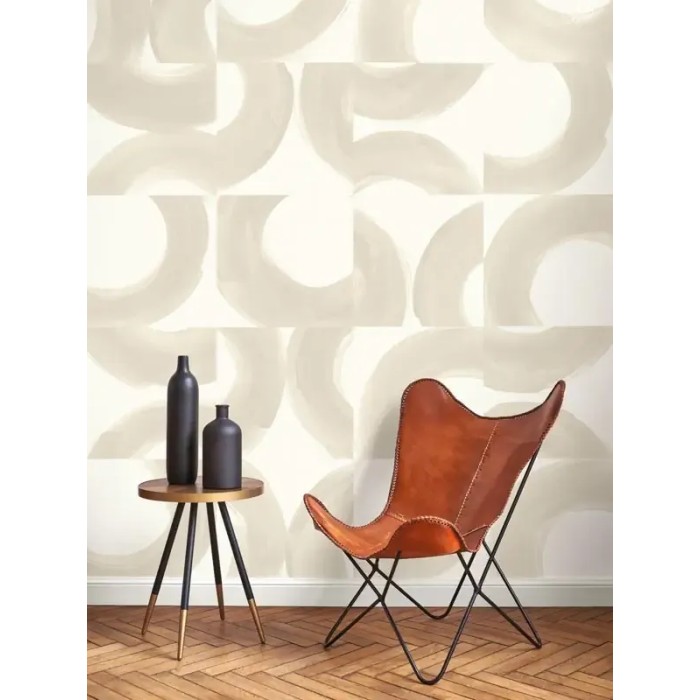 Papel Pintado estilo artístico con círculos abstractos beige - Casadeco Iconic 88451303