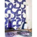 Casadeco|Modern abstract art wallpaper with indigo blue circles|Abstract