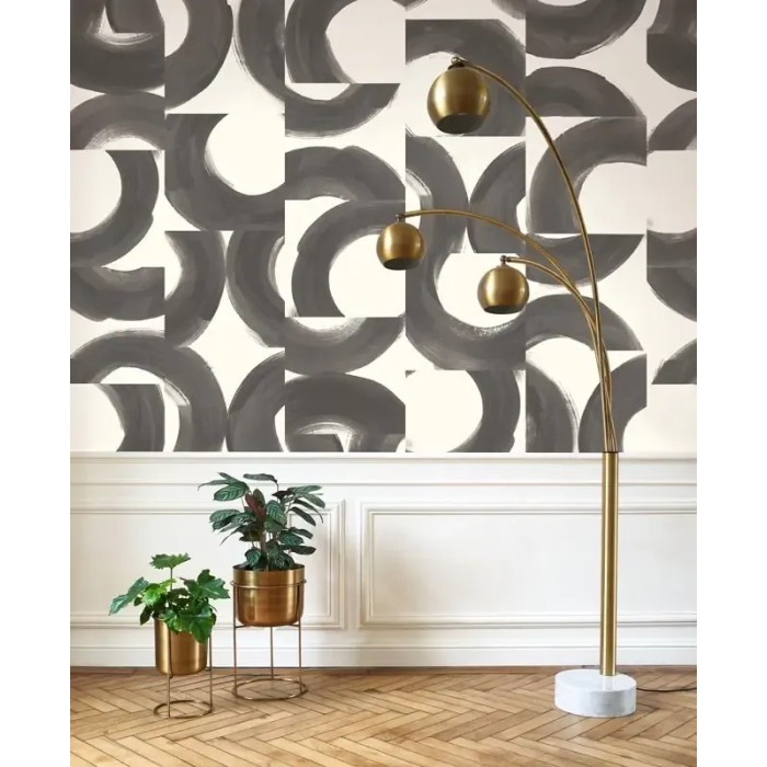 Casadeco|Moderne Tapete mit schwarzen und weißen Kreisen im Kunststil|Abstrakt