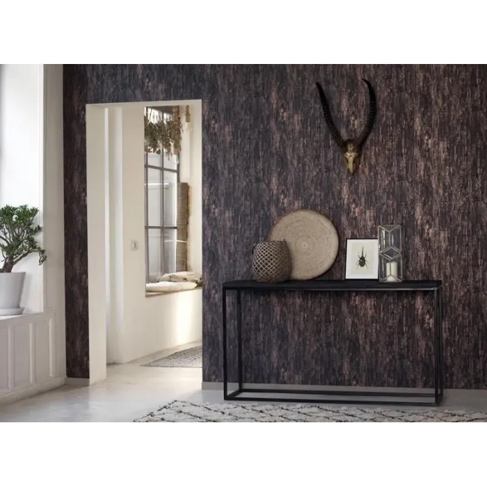 Casadeco|Dark brown wood plank wallpaper, ethnic style|Wood Imitation