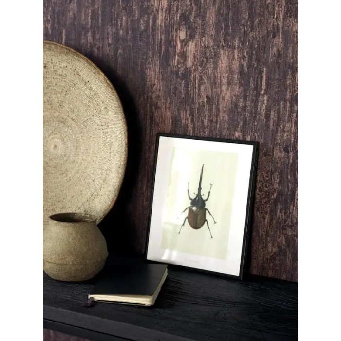 Casadeco|Papel Pintado tablón de madera marrón oscuro estilo étnico|Imitacion Madera