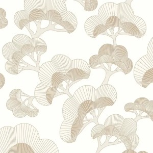 Casadeco|Modern oriental style wallpaper with Japanese pines on dark background|Modern