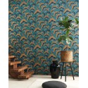 Casadeco|Moderne japanische Blumentapete mit glänzendem Kiefernmotiv|Orientalisch