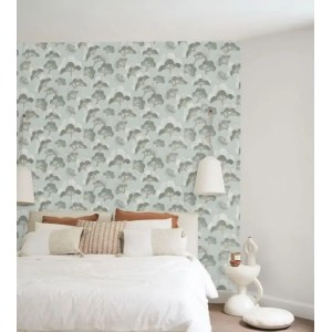 Casadeco|Oriental wallpaper with green pond water lilies|Japanese Flowers 2