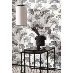 Casadeco|Oriental wallpaper with green pond water lilies|Japanese Flowers 2